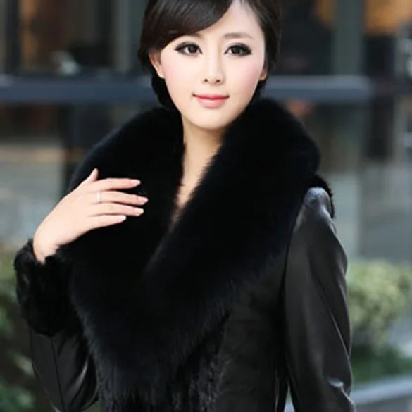 Черный Quarlity Large Faux Fur Collar Winter Ring Women Luxury Synthetic Fur Cap Scarves Wraps Thick Warm Shawl Cape 4 Colors X783 - Цвет: Черный