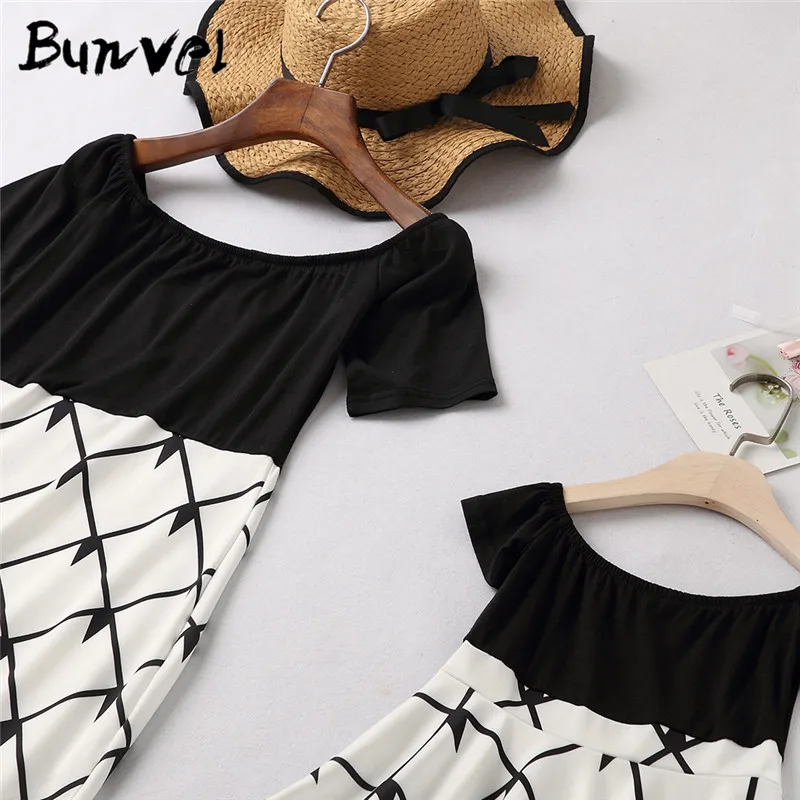 Bunvel/одежда «Мама и я»; элегантный стиль; одежда для маленьких девочек с геометрическим принтом; одинаковое платье для мамы и дочки; Vestidos