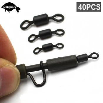 

40PCS Carp Fishing Accessories Fishing Micro Rolling Swivel Quick Change Ring Swivels Loop Swivels Carp Chod Running Rigs Tackle