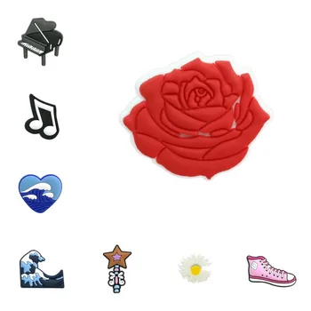

5pcs/set Creative Food Image PVC Brooches Piano Notes Rose Daisy Icons Badges Lapel Bag Clothes Shoes Pins Accessories Xmas Gift