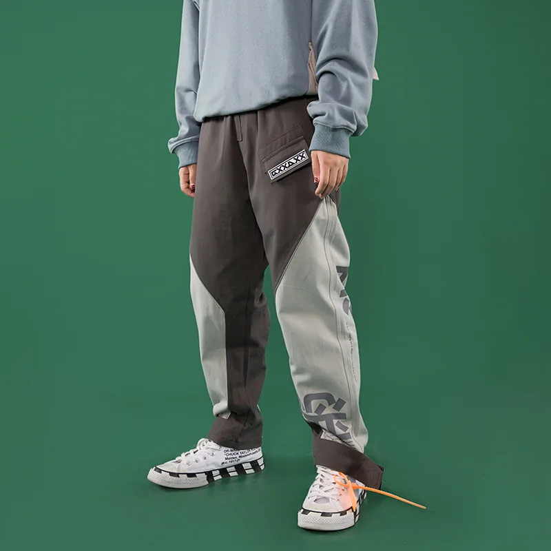 

City Where the Product 2019 Autumn New Style Trend Bib Overall COUPLE'S Mixed Colors Casual Pants Straight-Cut Casual Pants