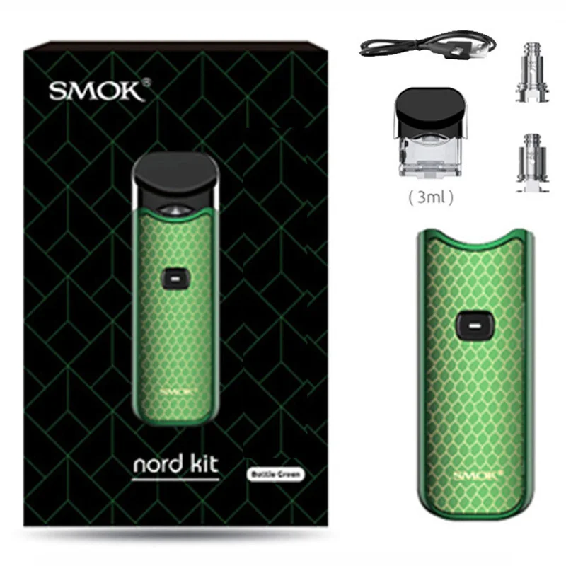 Smok Nord Pod vape комплект с аккумулятором 1100 мАч 3 мл картридж сетка спиральная электронная сигарета Vape pod Kit vs SMOK novo - Цвет: Green