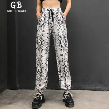 

Gothblack Harajuku High Waist Slim Serpentine Harem Pants Women Streetwear Drawstring Casual Trousers Female 2020 New Pants