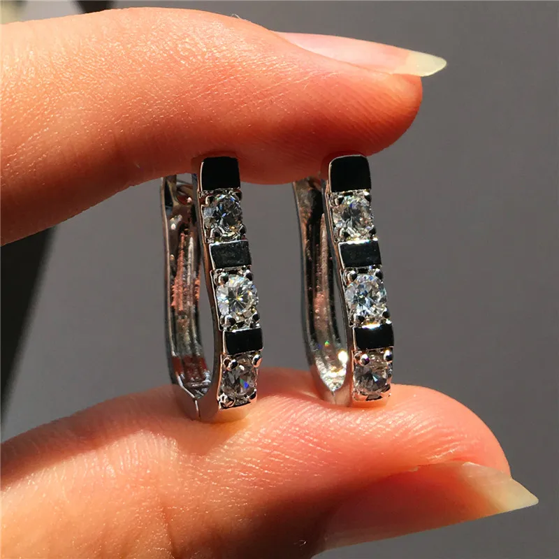

Simple Cute Female Small CZ Stone Earrings Boho Fashion 925 Silver Filled Clip Earrings Vintage Wedding Earrings For Women
