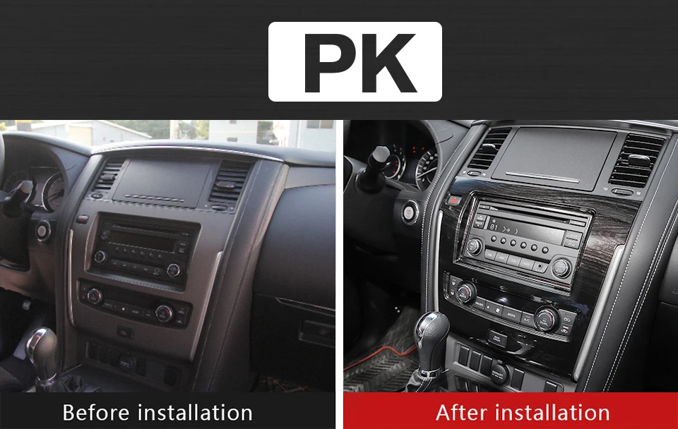 pk SHINEKA Interior Mouldings for Nissan Patrol Y62 2017+Navigation Panel Decoration ABS Sticker for Nissan Patrol Y62