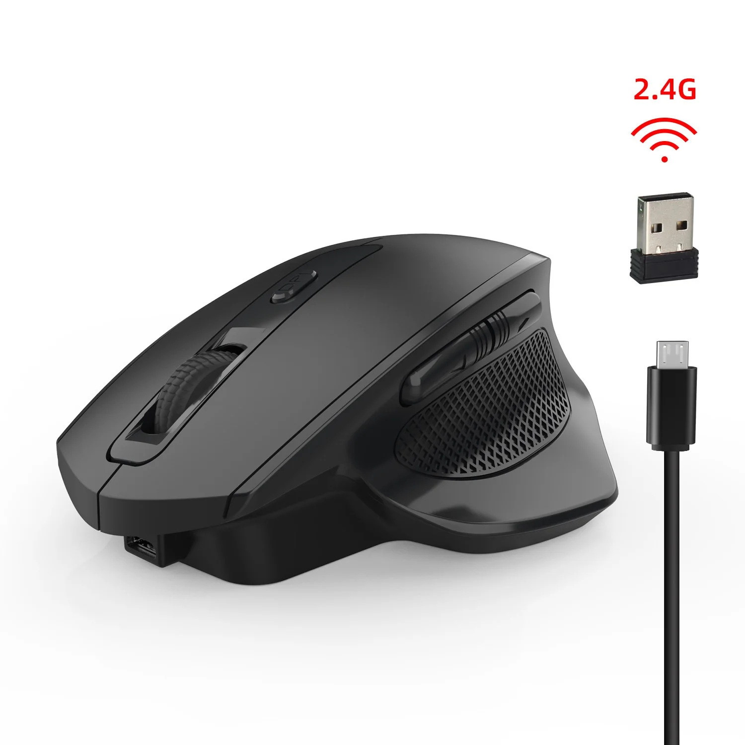 

New T28 vertical wireless mouse, rechargeable mouse, 6-button wireless vertical mouse, 2400dpi four-speed adjustable mouse