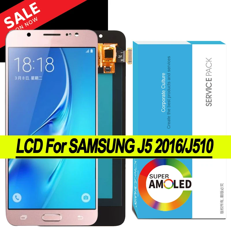 100% Оригинальный Amoled 5 2 ''дисплей для Samsung Galaxy J5 2016 J510 J510F Полный ЖК сенсорный