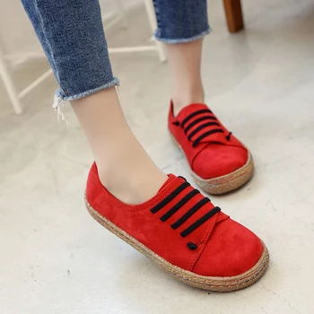 

Round Toe Women Flat Sneakers Shalllow Mouth Lazy Flat Walking Shoes Elastic Lady Tennis Red Women Summer Shoes Zapatillas Mujer