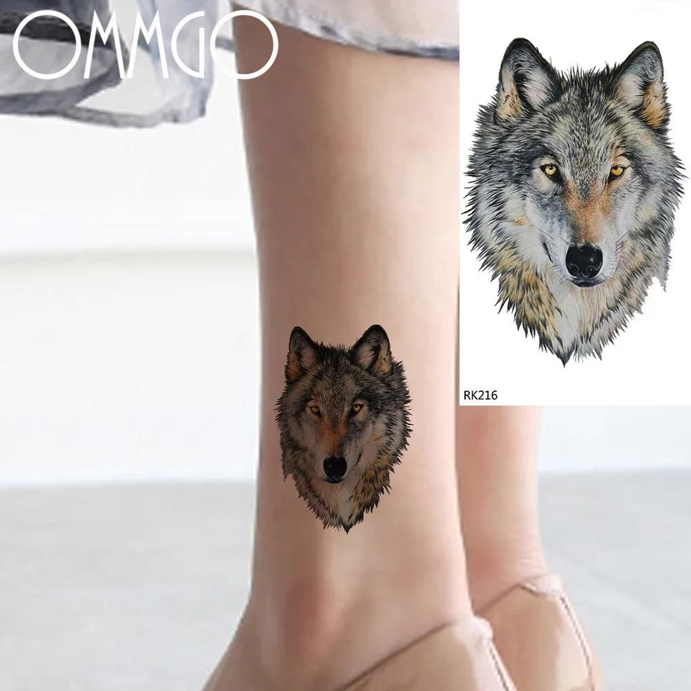 Цветные дикие собаки Wofl тату тело искусство руки ноги лодыжки 3D татуировки для