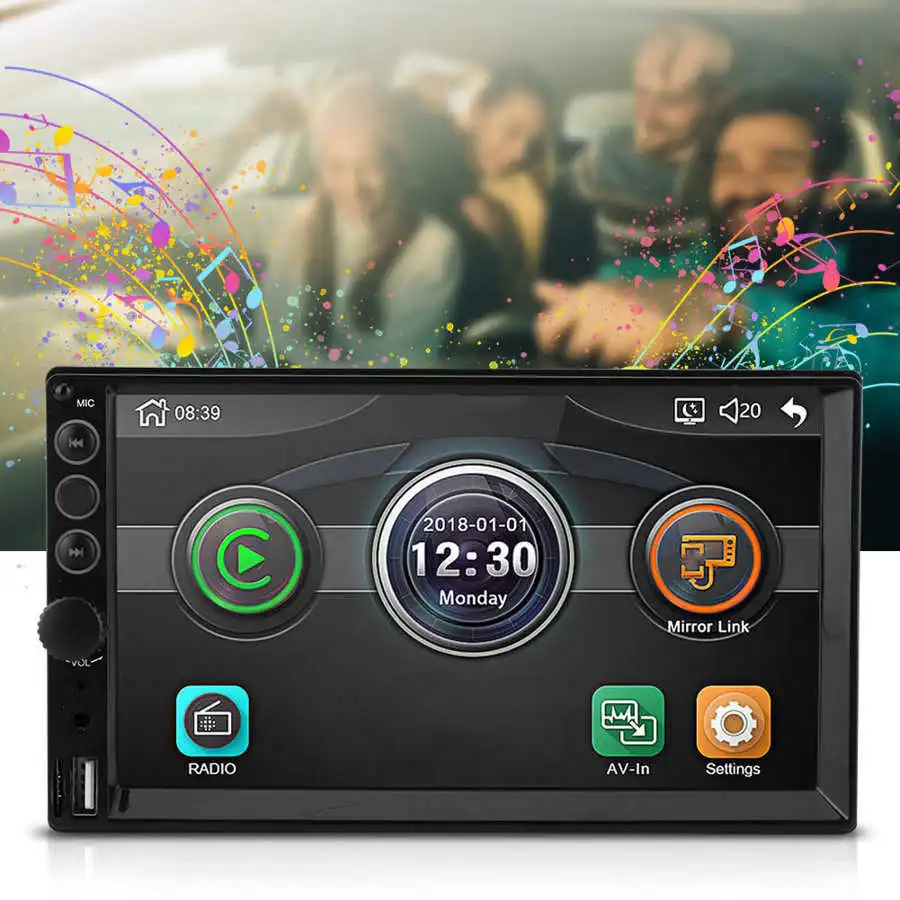 Gancon 7 Zoll Touch 2 Din Autoradio Bluetooth MP5-7062 Player mit 8 LEDs und wasserdichter Nachtsichtkamera 