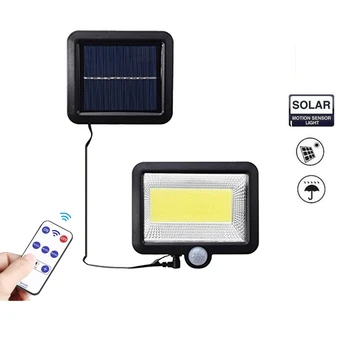 

100 LED solar LEDs Street Garden Security light Motion Sensor Light with Remote Control outdoor lighting lamp seperable 5M cable