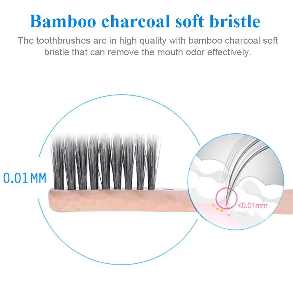 4Pcs/set Bamboo Toothbrush Portable Oral Nursing Care Tools For Traveling Soft Bristle Toothbrush Oral Cleanser Tool