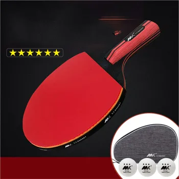 

Ping Pong Racket Rubber Nano Carbon Table Tennis Bat Blade Sticky Toner Glue Pingpong Training with 3 Balls Professional 6 Star