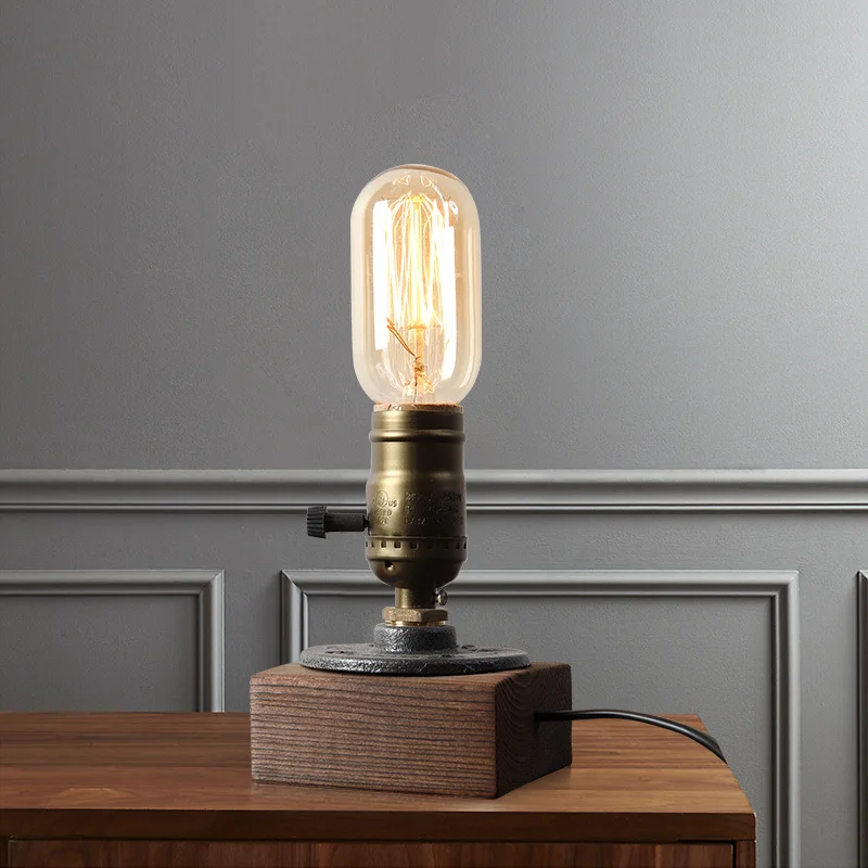 Винтажный Настольный светильник, деревянная настольная лампа, романтическая современная настольная лампа с регулируемой яркостью, домашняя романтическая лампа для чтения, офисный светильник Эдисона для учебы