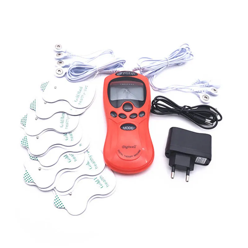 B1329 RED dual channels electric tens therapy pulse massager with 8pcs gel electrode pad (22)