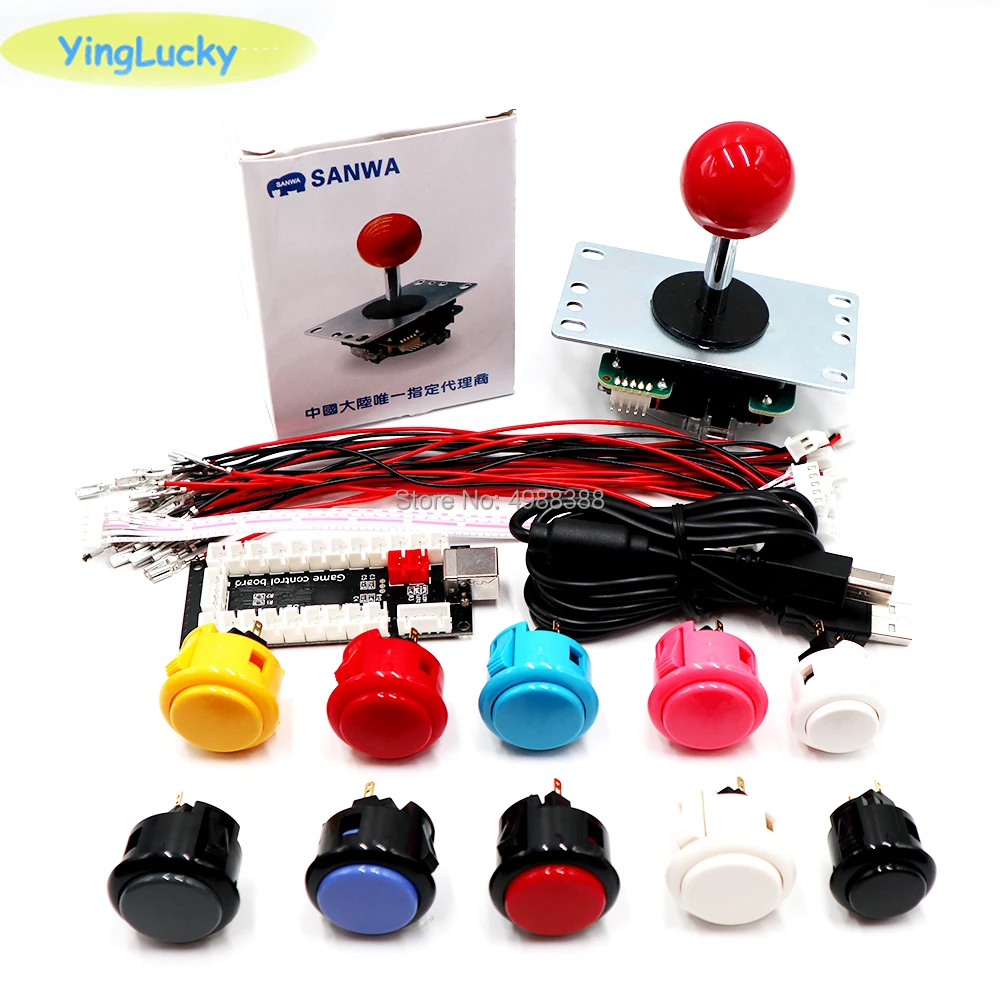 Аркадный джойстик DIY Kit, Sanwa Джойстик 8YT, OBSF 24 мм, Комплект Аркады своими руками, USB кодировщик для ПК, для Аркады MAME& Raspberry Pi 3B - Цвет: I