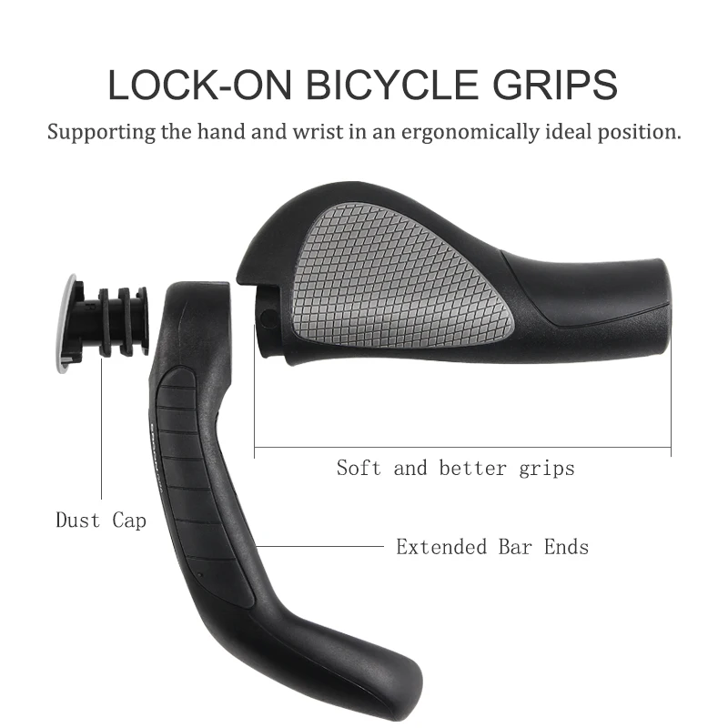 Vhbw 2x Poignées de guidon pour vélo et VTT - Poignee avec cornes bar-ends,  ergonomique, noir / bleu