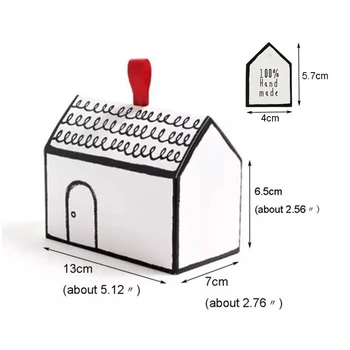 

New 20pcs Hand-painted Small House Paper Candy box cookies packaging box nougat baking packaging gift box with ribbon tag big