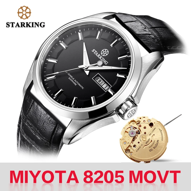 STARKING Мужские механические часы Miyota 8205 Movt автоматические ветрозащитные