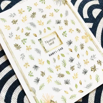 

HANYI-348 leaves design cartoon girl colorful film designs 3d nail art sticker nail decal accessories