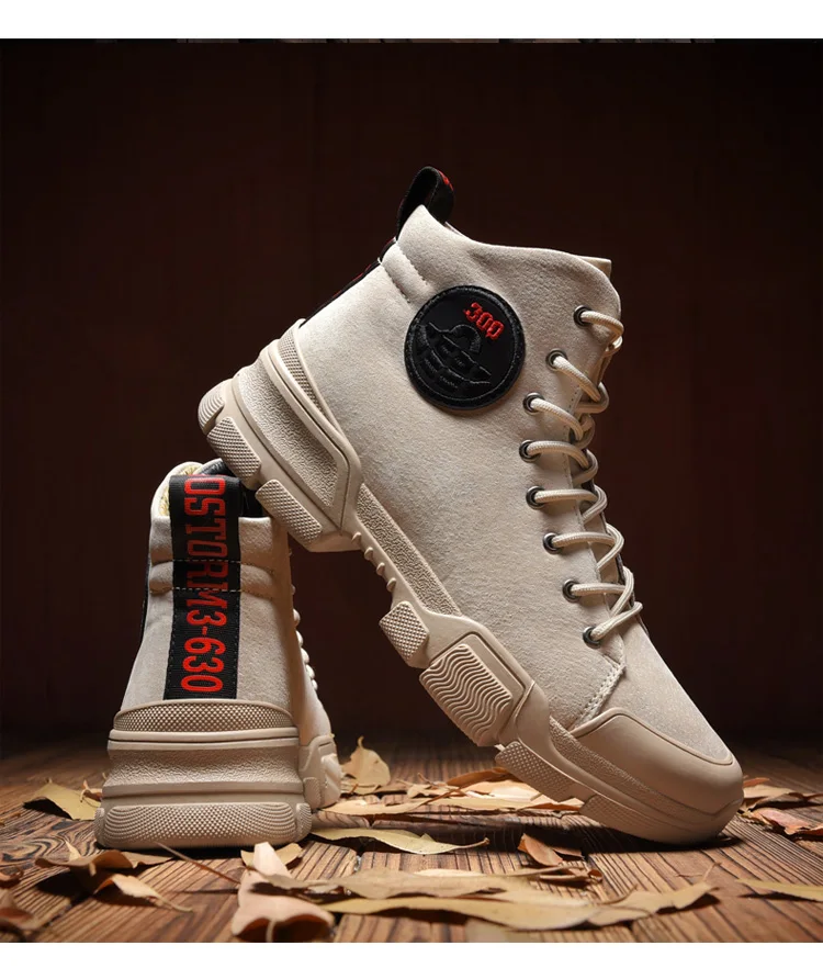 High Quality Winter Genuine Leather Men's Martin Boots Warm Working Boots Lace Up Men's Desert Boots Round Toe High Top Shoes