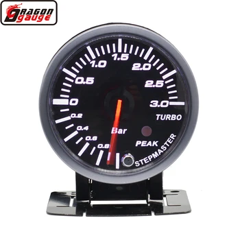 Manometro boost pressione turbo per auto da 60 mm, faccia nera, retroilluminazione bianca/rossa -1~3 Bar Turbine Mete