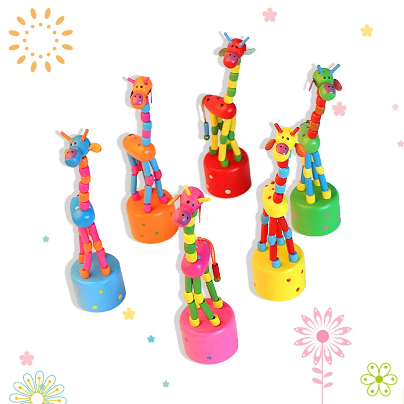 Деревянные детские развивающие игрушки весенние качели Жираф многоцветный танцующий стоячий качающийся Жираф деревянные игрушки для детей