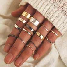 Abdoabdo, винтажные кольца из нержавеющей стали для женщин, новое кольцо, креативная мода, трехцветное толстое кольцо, 14 шт. в наборе, кольцо для соединения