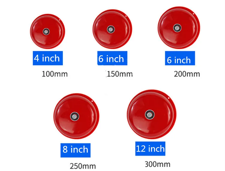 Переменный ток 220 В 100 мм Диаметр школы пожарная сигнализация круглая форма электрический звонок красный пожарная сигнализация домашняя безопасная безопасность