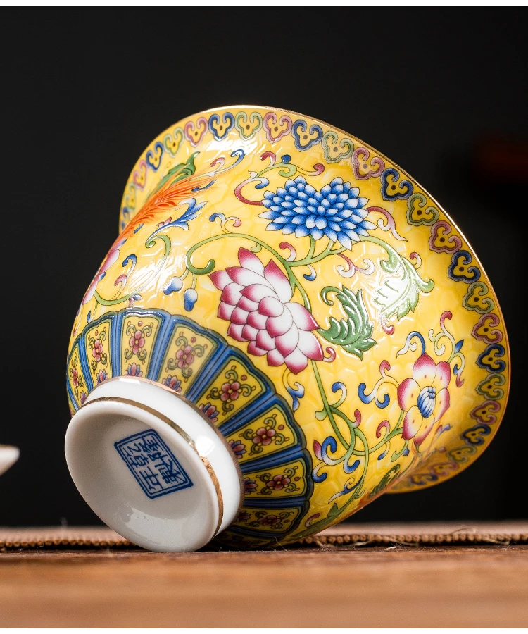Conjunto de tigela de chá artesanal esmalte