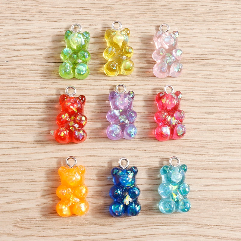 10 De dijes de oso de de 11x20mm, colores caramelo, colgantes de gota, llaveros y collares, accesorios de joyería|Amuletos| - AliExpress