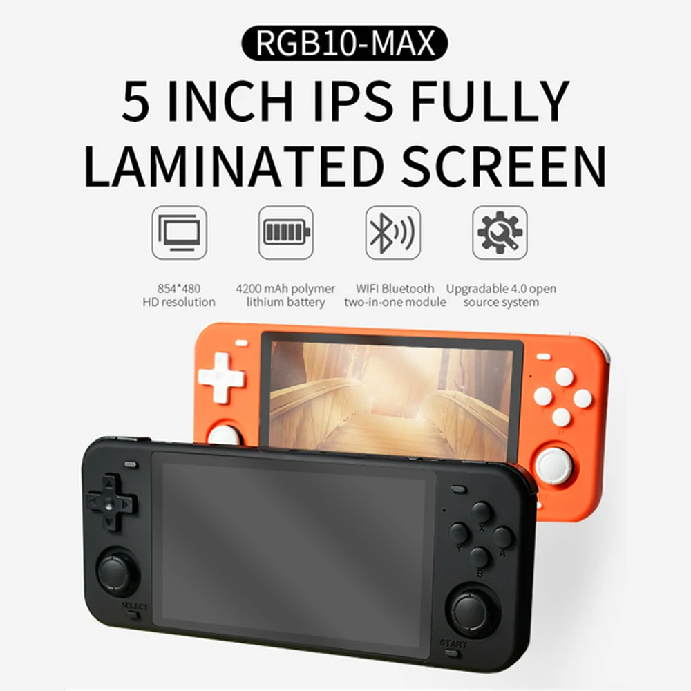 US $121.48 POWKIDDYRGB10 Max rk3326 chip 5 inch IPS screen double Handheld Joystick Wifi Module retro game console