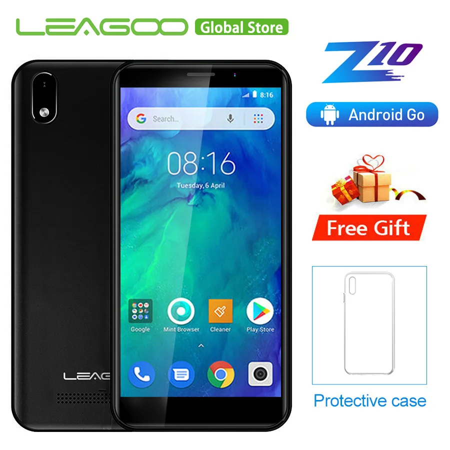 LEAGOO Z10 Android мобильный телефон 5," 18:9 полный экран 1 Гб ОЗУ 8 Гб ПЗУ MT6580 четырехъядерный 2000 мАч 5 Мп камера Две sim-карты 3G Sma