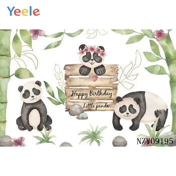 

Vinyl Backdrops Photography Panda Safari Birthday Party Bamboo Forest Customized Banner Baby Photo Background