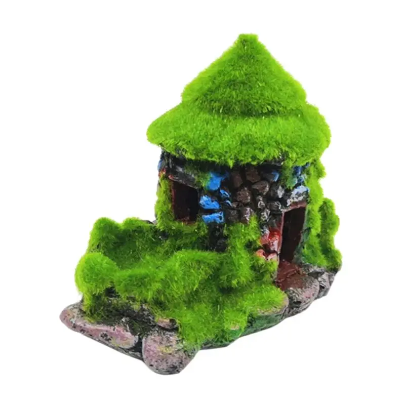 Аквариумные украшения креветки рыбы хидеут дом Betta Cave с мох смолы ремесла 449E