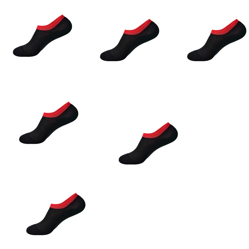 Black White Gray Fashion Casual Men Socks High Quality Cotton Socks Invisible Slippers Shallow Mouth Mesh No Show Socks 6 pairs - Цвет: 6 pairs