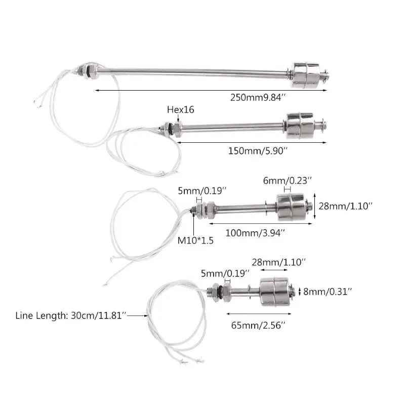 Hoge Kwaliteit Rvs Vlotterschakelaar Tank Liquid Water Niveau Sensor Dubbele Bal Vlotterschakelaar Tank Pool Flow Sensoren