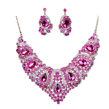 

FARLENAWEDDING JEWELRY HEART SHAPE NECKLACE EARRINGS JEWELRY SET RESIN CRYSTAL BRIDAL ACCESSORIES AFRICAN JEWELRY SETS