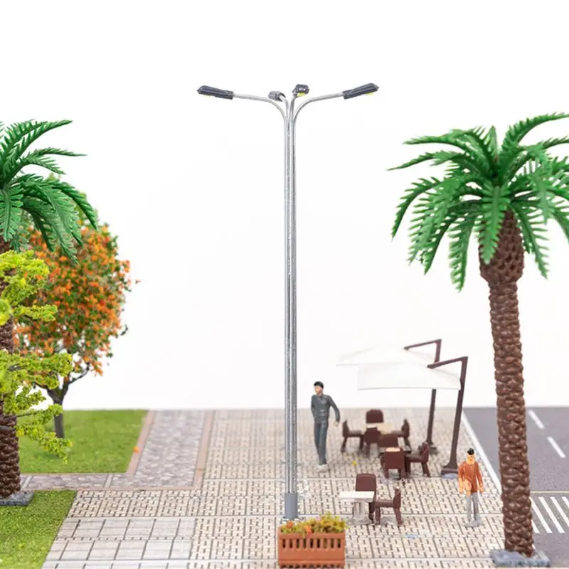 1:87/1:100 Scale Model 4 LED Luminous Street Lamp Lamppost Landscape Light DIY Train Model Decoration Sand Table Model 5