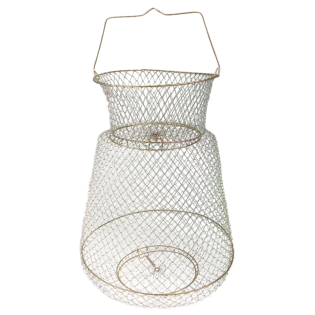 Steel Wire Fish Lobster Mesh Fishing Net Prawn Crab Cage Trap Collapsible Fish Keep Net