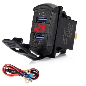 

Quick Charge 3.0 Dual USB Rocker Switch QC 3.0 Fast Charger LED Voltmeter for Boats Car Truck Motorcycle Smartphone Tablet