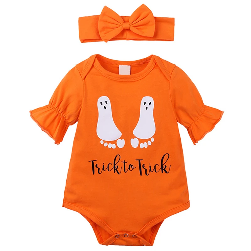 Baby Halloween Print Feet Ghost Costume Jumpsuit Long Sleeve Toddler Boy Girl Top Clothes Outfits NSV775 - Цвет: 59