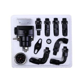

New 3 Colors Adjustable Fuel Pressure Regulator Kit Oil 0-100psi/0-160psi Gauge -6AN with 7 pcs Hose end fitting 300-800 hp#P15