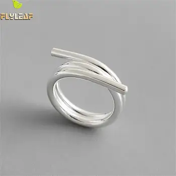 

Flyleaf 925 Sterling Silver Multi-layer Winding Open Rings For Women Simple Style Lady Fine Jewelry