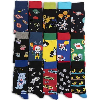 

Harajuku happy socks men's funny clown pattern combed cotton casual socks colorful novelty Hip Hop skateboard socks women