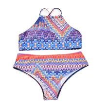 Раздельный Тип Sunmmer плавательный пляж народный стиль полиэстер дышащий Женский эластичный бикини набор купальник пляжная одежда