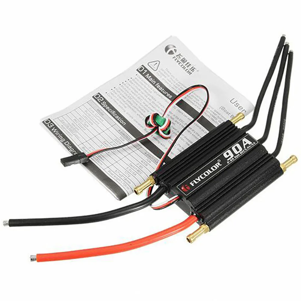

FLYCOLOR 2-6S Brushless Motor ESC 90A Forward Backward Water Cooling Speed Controller for RC Boat Monoboat Marine Hydroplane