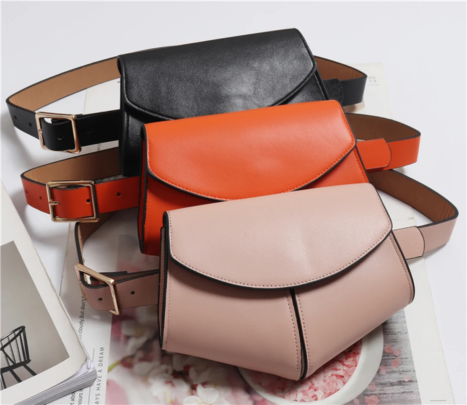 Snack Printing Shoulder Messenger Handbags Women PU Leather Waist Fanny Belt Packs Casual Phone Money Pouch Crossbody Chest Bags