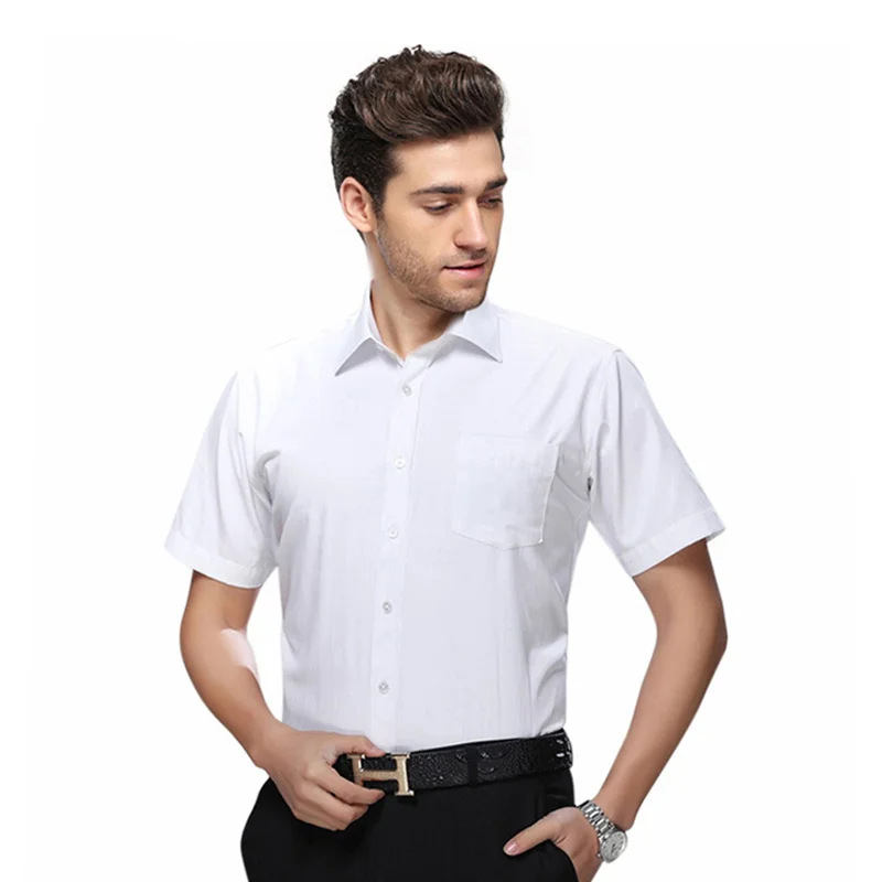 

Men Short Sleeve Shirt 2019 New Spring Autumn Fashion V-Neck Solid Buttons Casual Breatnable Comfortable Tops Business Shirt Men