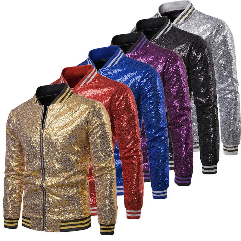 Men Shiny Blazers Gold Sequin Glitter Suit Jackets Male Nightclub Zipper Suit Blazer DJ Stage Blazers mens blazer
